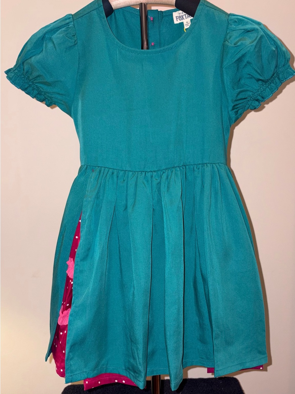 Finding Foxtale Seasons Greetings Teal Dress w/vibrant underskirt sz 4 NWT